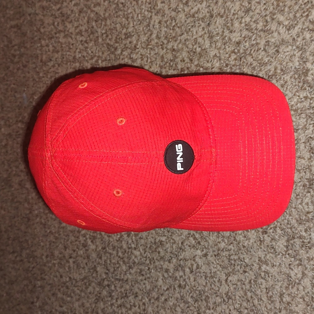Ping Stitched Patch Red Golf Runner Strapback Hat… - image 1